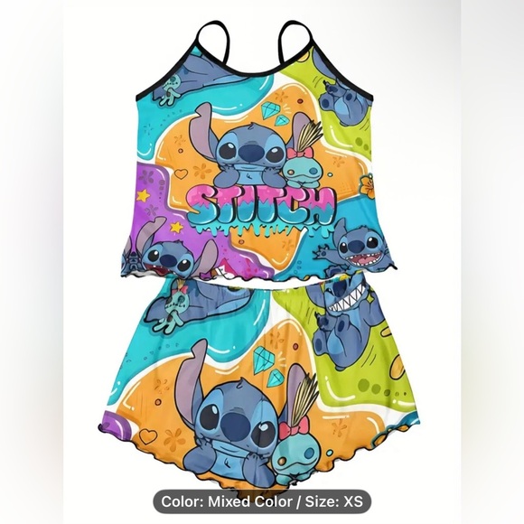 Stitch Tank Top and Shorts pjs  Set XS new - Picture 5 of 6